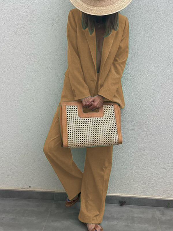 Casual Loose Φθινοπωρινό γυναικείο Blazer Παντελόνι Γραφείο Λεπτό Vintage Παντελόνι Streetwear Κοστούμι Femme Fashion Formal Two Piece outfit Νέο