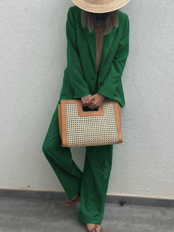 Casual Loose Φθινοπωρινό γυναικείο Blazer Παντελόνι Γραφείο Λεπτό Vintage Παντελόνι Streetwear Κοστούμι Femme Fashion Formal Two Piece outfit Νέο