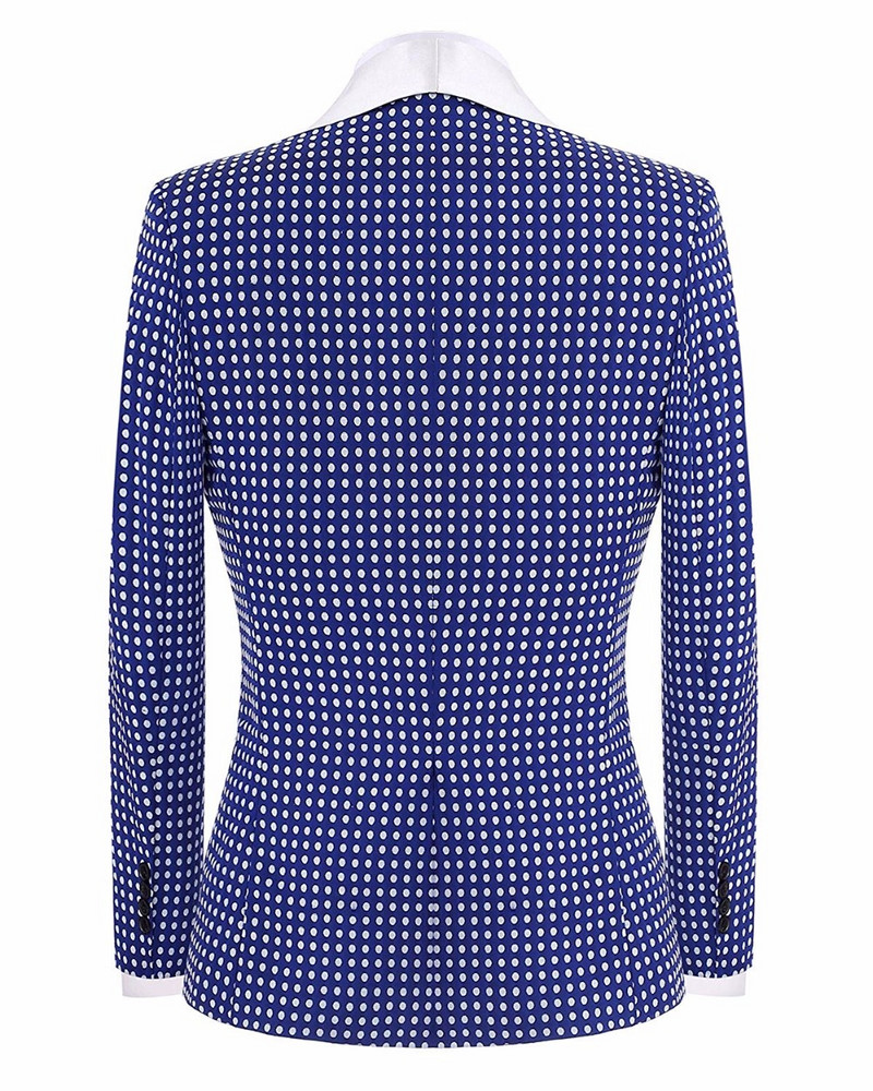 Ανδρική φόρμα δύο τεμαχίων Royal Blue ανδρική πουά Groomsmen Shawl Lapel Ανδρική φόρμα για γάμο γαμπρός με σμόκιν (Blazer+Pants)