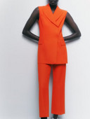 Kumsvag 2022 Καλοκαίρι Γυναικεία Σετ 2 τεμαχίων Κοστούμια Casual Solid Γιλέκα Παλτό και Παντελόνι Γυναικείο Κομψό Κοστούμι OL Ρούχα