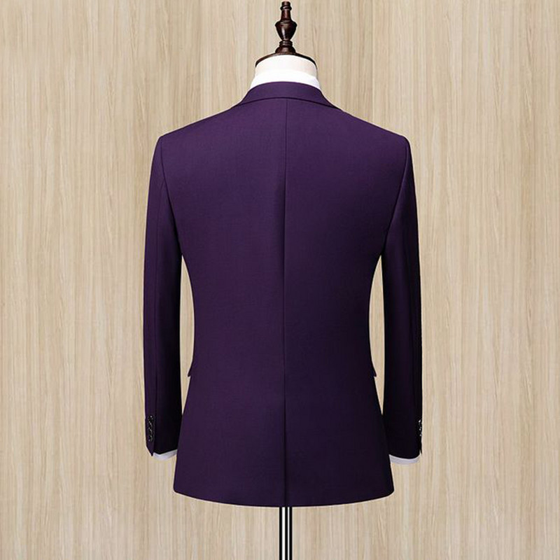 2020 Νέο Μωβ ανδρικό κοστούμι 2 τεμαχίων Επίσημο πέτο με εγκοπή Business Tuxedos Groomsmen Blazer+παντελόνι