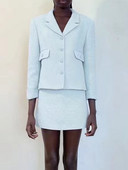 Kumsvag 2022 Γυναικεία Σετ Κοστούμια Casual Summer Veins Μασίφ κοντά σακάκια Παλτό και φούστες Γυναικεία Κομψά Street 2 τεμάχια Σετ Πανί