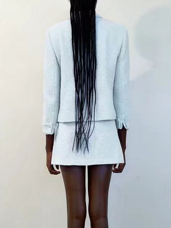 Kumsvag 2022 Γυναικεία Σετ Κοστούμια Casual Summer Veins Μασίφ κοντά σακάκια Παλτό και φούστες Γυναικεία Κομψά Street 2 τεμάχια Σετ Πανί