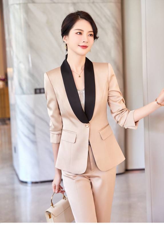 Γυναικείο Σετ Σατέν κοστούμι δύο τεμαχίων Μωβ Vintage Γυναικείο κοστούμι Γυναικείο ψηλόμεσο παντελόνι με μονό κουμπί με γιακά με σάλι