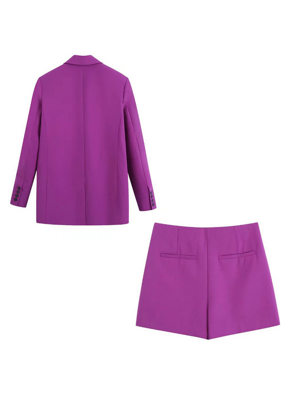 KUMSVAG 2022 Γυναικεία casual σορτς Κοστούμια 2 τεμαχίων Σετ Μασίφ παλτό και σορτς Γυναικεία Κομψά OL Δύο τεμάχια κοστούμια