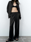 Kumsvag 2022 Φθινοπωρινό Γυναικείο Σατέν Σετ 2 τεμαχίων Κοστούμια Φαρδιά μασίφ πουκάμισα Μπλούζες και παντελόνια Γυναικεία κοστούμια δρόμου