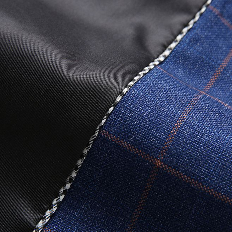 Ανδρικά κοστούμια Three Pieces Slim Fit γκρι/Μπλε καρό κοστούμι Ανδρικό μπουφάν για επαγγελματικό γαμπρό σμόκιν για το βράδυ του γάμου (Blazer+Γιλέκο+Παντελόνι)