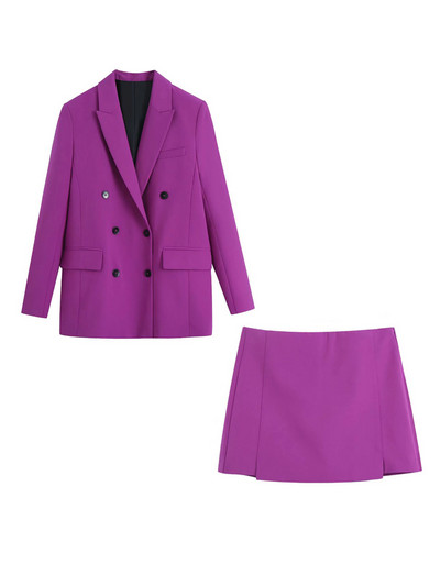 Kumsvag 2022 Καλοκαιρινό Γυναικείο κοστούμι Casual Φούστα 2 τεμαχίων Σετ Μασίφ παλτό και μίνι φούστες Γυναικείο κομψό κοστούμι OL