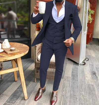 Ανδρικά κοστούμια 3 τεμαχίων Μπορντό επαγγελματικό τζάκετ γαμπρού Σμόκιν Σμόκιν κοστούμια για βραδιά χορού γάμου (Μπλάζερ+γιλέκο+παντελόνι)