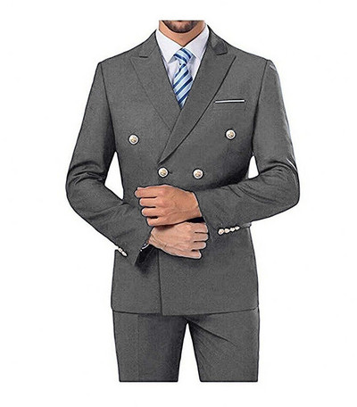 Καινούργια ανδρικά κοστούμια 2 τεμαχίων Νυφικό διπλό σετ παντελόνι blazer σετ επίσημες επαγγελματικές φόρμες μαύρο γκρι μωβ πράσινο μπλε