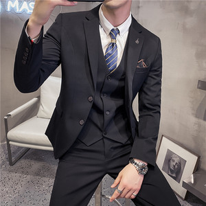 Plus Size S-7XL (Blazer+Pants+ Γιλέκο) Πολυτελές ανδρικό κοστούμι 3 τεμαχίων σετ μόδας Boutique Lattice Groom Νυφικό Ανδρικό σμόκιν