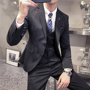 Plus Size S-7XL (Blazer+Pants+ Γιλέκο) Πολυτελές ανδρικό κοστούμι 3 τεμαχίων σετ μόδας Boutique Lattice Groom Νυφικό Ανδρικό σμόκιν