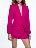 KUMSVAG 2022 Καλοκαίρι Γυναικεία Γυναικεία Γυναικεία Φούστα Κοστούμια 2 τεμαχίων Σετ Στερεά Slim Blazers Παλτό και Φούστες Γυναικεία casual ρούχα