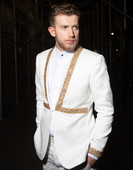 Ανδρικό κοστούμι δύο τεμαχίων casual κοστούμι ζακάρ με μοτίβο για κουμπάρους (Blazer+Pants)