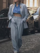 Kumsvag Παντελόνι Κοστούμια 2 τεμαχίων Σετ 2022 Φθινόπωρο Γυναικεία Casual Loose Solid Blazers Παλτό και παντελόνι Γυναικείο Κομψό Κοστούμι OL Ρούχα