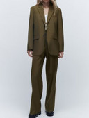 Kumsvag Γυναικεία φθινοπωρινά παντελόνια 2 τεμάχια Σετ 2022 Casual Loose Solid Blazers Παλτό και Παντελόνι Γυναικείο Κομψό Κοστούμι OL Ρούχα