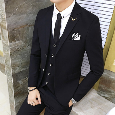 Slim Fit Ανδρικά κοστούμια 3 τεμαχίων Νυφικό Σετ Ανδρικά Business Casual Blazer Wedding Blazer Μπουφάν Παντελόνι Γιλέκο Groomsman Wear Tuxedo