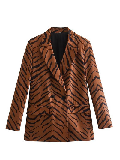 Kumsvag Γυναικεία κοστούμια σατέν παντελόνι 2 τεμαχίων Σετ 2022 Fashion Leopard Blazers Παλτό και παντελόνι Γυναικείο κομψό κοστούμι Ρούχα