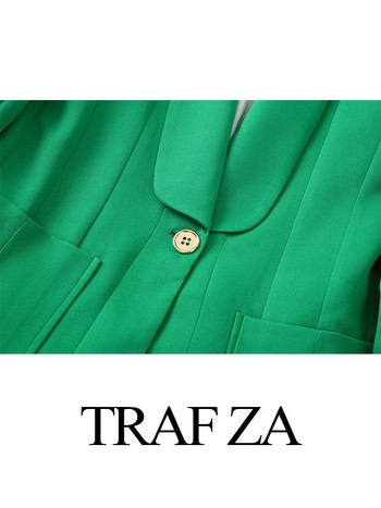 TRAF ZA New Office Lady Blazer Μονόχρωμο Μόδα Premium Commuter Μακρύ πέτο Blazer Slim Παντελόνι Γυναικεία Ρούχα Σετ δύο τεμαχίων