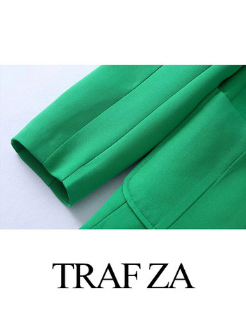 TRAF ZA New Office Lady Blazer Μονόχρωμο Μόδα Premium Commuter Μακρύ πέτο Blazer Slim Παντελόνι Γυναικεία Ρούχα Σετ δύο τεμαχίων