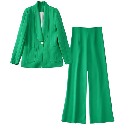 TRAF ZA New Office Lady Blazer Μονόχρωμο Μόδα Premium Commuter Μακρύ πέτο Blazer Slim Παντελόνι Γυναικεία Ρούχα Σετ δύο τεμαχίων