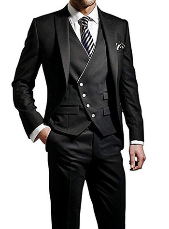 Нови постъпления Мъжки костюми от 3 части Slim Fit Groomsmen Сватбени костюми за вечеря на бала Terno Masculino Костюми по поръчка