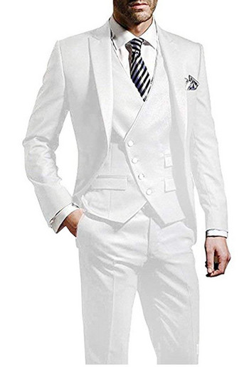 Нови постъпления Мъжки костюми от 3 части Slim Fit Groomsmen Сватбени костюми за вечеря на бала Terno Masculino Костюми по поръчка