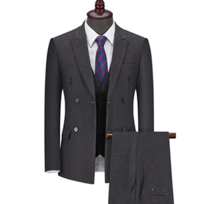 Γιλέκο κοστούμι Παντελόνι 3 τμχ Σετ / 2022 Fashion New Men`s Casual Γαμπρός Γαμπρός Συνέντευξη ρίγα Κοστούμια γραφείου Μπλέιζερ γιλέκο