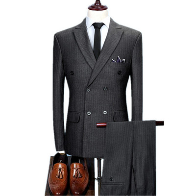 Γιλέκο κοστούμι Παντελόνι 3 τμχ Σετ / 2022 Fashion New Men`s Casual Γαμπρός Γαμπρός Συνέντευξη ρίγα Κοστούμια γραφείου Μπλέιζερ γιλέκο