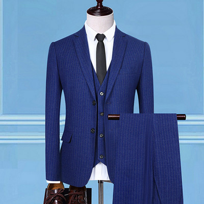 Γιλέκο κοστούμι Παντελόνι 3 τμχ Σετ / 2022 Fashion New Men`s Casual Γαμπρός Γαμπρός Συνέντευξη ρίγα Κοστούμια γραφείου Μπλέιζερ γιλέκο