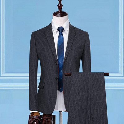 Γιλέκο κοστούμι Παντελόνι 3 τμχ Σετ / 2022 Fashion New Men`s Casual Γαμπρός Γαμπρός Συνέντευξη ρίγα Κοστούμια γραφείου Μπλέιζερ γιλέκο