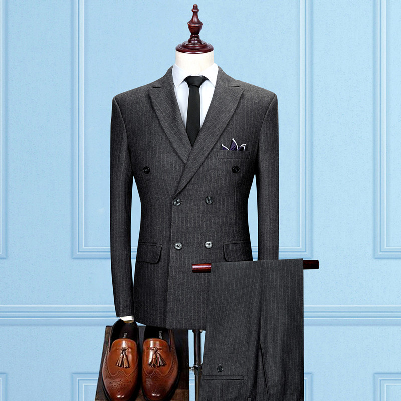 Γιλέκο κοστούμι Παντελόνι 3 τμχ Σετ / 2022 Fashion New Men`s Casual Γαμπρός Γαμπρός Συνέντευξη ρίγα Κοστούμια γραφείου Μπλέιζερ γιλέκο