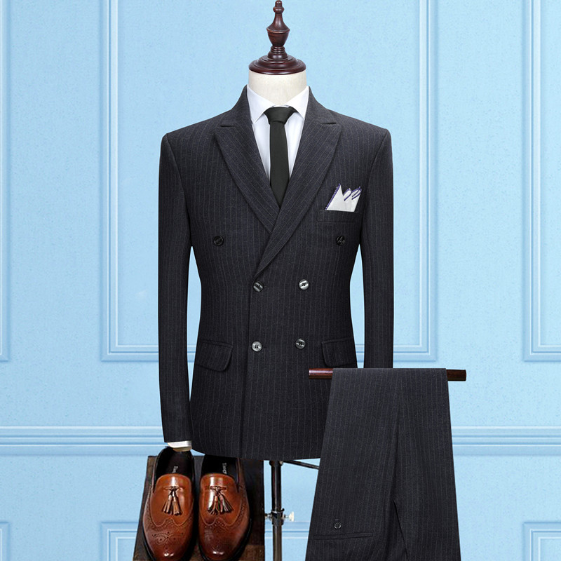 Γιλέκο κοστούμι Παντελόνι 3 τμχ Σετ / 2022 Fashion New Men`s Casual Γαμπρός Γαμπρός Συνέντευξη ρίγα Κοστούμια γραφείου Μπλέιζερ γιλέκο