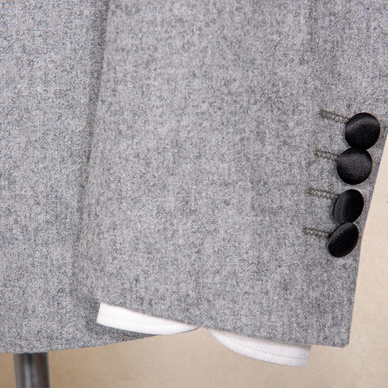 Ανδρικά Κοστούμια Σάλι Γιακάς 2 τεμαχίων Λεπτή Εφαρμογή Γκρι Κοστούμι Ανδρικό Γαμπρός Μάλλινο Μπουφάν Σμόκιν για Γάμο(Μπλάζερ+Παντελόνι+Γραβάτα)