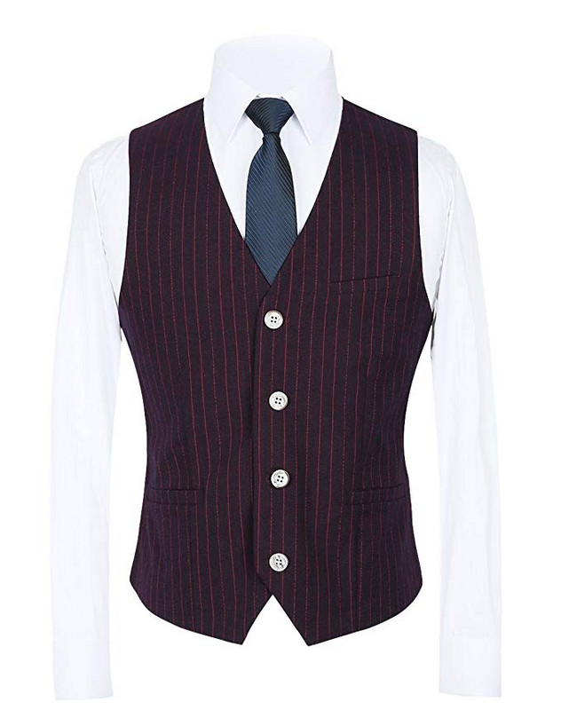 Ανδρικό κοστούμι με ρίγες 3 τεμαχίων casual φόρεμα κοστούμια με ένα κουμπί επίσημο πέτο με πέτο σμόκιν + γιλέκο + παντελόνι