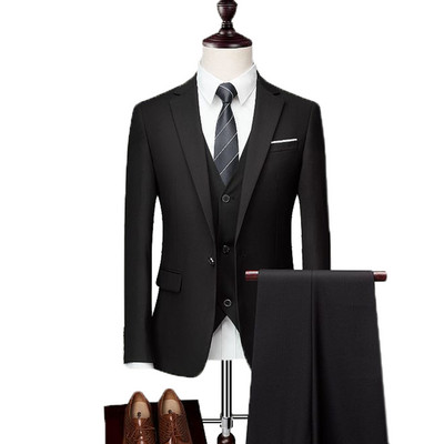 Ανδρικό κοστούμι επίσημο Business 3 τεμαχίων με πέτο σμόκιν Κουμπάρους με ένα κουμπί (Blazer+Γιλέκο+Παντελόνι)