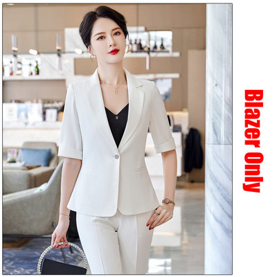 Γυναικεία επαγγελματικά κοστούμια παντελόνι και τζάκετ Γυναικεία βερίκοκο σακάκι Γυναικεία κοστούμια παντελονιών και σακάκια μισό μανίκι εργασίας Γραφείο ομοιόμορφο στυλ παντελόνι