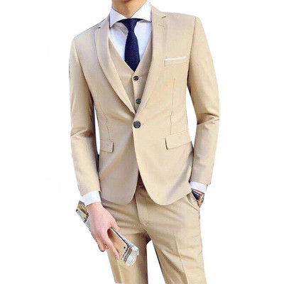 Τριών τεμαχίων Plus Size Wedding Business Ανδρικό Επίσημο Σετ παντελόνι φανελάκι φανελάκι