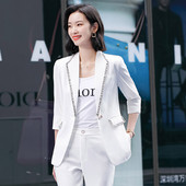 Κομψό OL Styles Blue Blazer Παντελόνι σετ δύο τεμαχίων Γυναικεία ρούχα γραφείου Γυναικεία επαγγελματικά κοστούμια Career Blazers Jackets Παλτό Plus Size