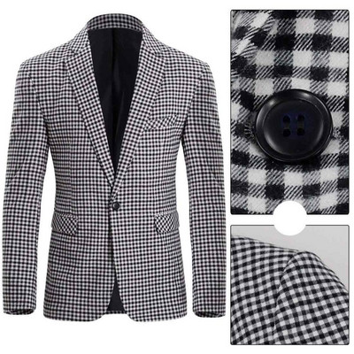 Férfi öltönyök Kockás Houndstooth 3/2 részes férfi öltönyök Alkalmi ingázó irodai öltönyök (blézer+mellény+nadrág+nyakkendő)