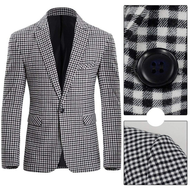 Férfi öltönyök Kockás Houndstooth 3/2 részes férfi öltönyök Alkalmi ingázó irodai öltönyök (blézer+mellény+nadrág+nyakkendő)