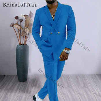 Bridalaffair Cross Lapel Design Мъжки костюм Оранжев Мъжко яке от 2 части Панталони Персонализиран моден сватбен костюм за младоженеца Смокинг Комплект блейзър