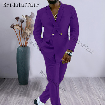 Bridalaffair Cross Lapel Design Мъжки костюм Оранжев Мъжко яке от 2 части Панталони Персонализиран моден сватбен костюм за младоженеца Смокинг Комплект блейзър