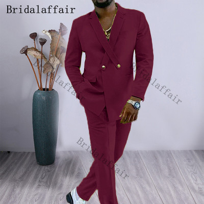 Bridalaffair Cross Lapel Design férfi öltöny narancssárga 2 részes férfi kabát nadrág egyedi divat vőlegény esküvői öltöny szmoking blézer szett