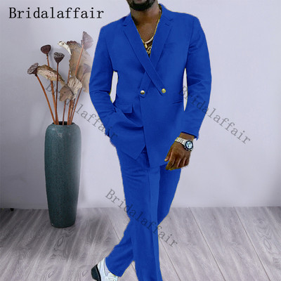 Bridalaffair Cross Lapel Design férfi öltöny narancssárga 2 részes férfi kabát nadrág egyedi divat vőlegény esküvői öltöny szmoking blézer szett