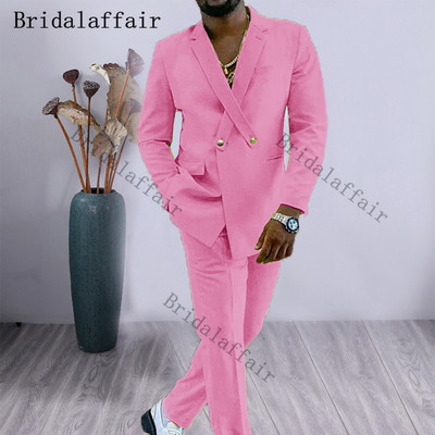 Bridalaffair Cross Lapel Design férfi öltöny narancssárga 2 részes férfi kabát nadrág egyedi divat vőlegény esküvői öltöny szmoking blézer szett