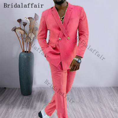 Bridalaffair Cross Lapel Design férfi öltöny narancssárga 2 részes férfi kabát nadrág egyedi divat vőlegény esküvői öltöny szmoking blézer szett