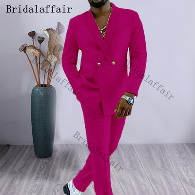 Bridalaffair Cross Lapel Design férfi öltöny narancssárga 2 részes férfi kabát nadrág egyedi divat vőlegény esküvői öltöny szmoking blézer szett