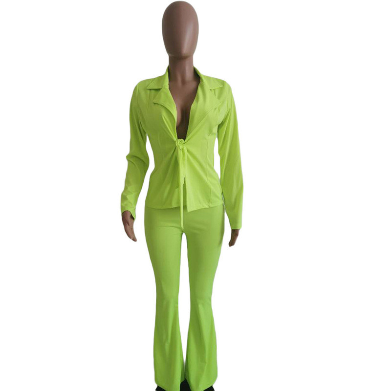 Szexi fűzős üzleti munka Irodai női jelmez, nadrág, kétrészes blézer szett Őszi fehér női öltönyök egyszínű blézerek