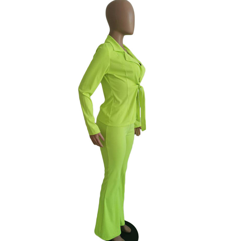 Szexi fűzős üzleti munka Irodai női jelmez, nadrág, kétrészes blézer szett Őszi fehér női öltönyök egyszínű blézerek